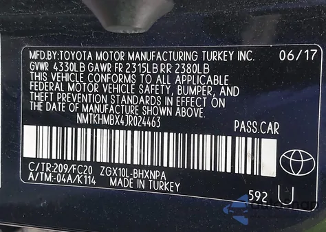 2018 Toyota C-Hr Xle Premium из США, поврежденный, VIN NMTKHMBX4JR024463